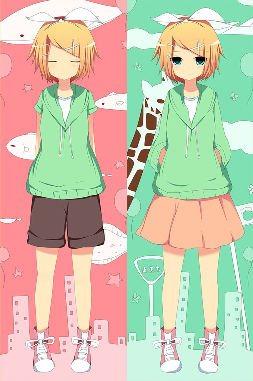 Rin Kagamine Green Hoodie Body Pillow