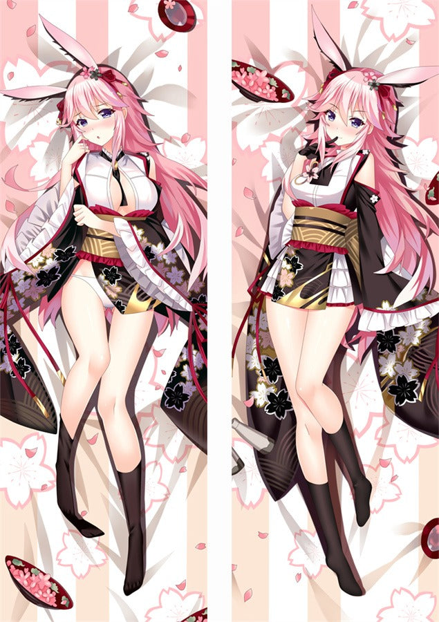 Yae Sakura Black Floral Kimono Body Pillow