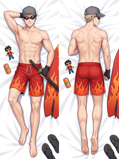 Bro Strider Flame Swim Trunks Body Pillow