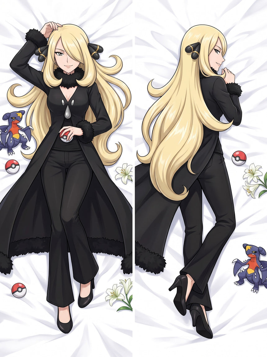 Cynthia Pokemon Champion Black Coat Body Pillow