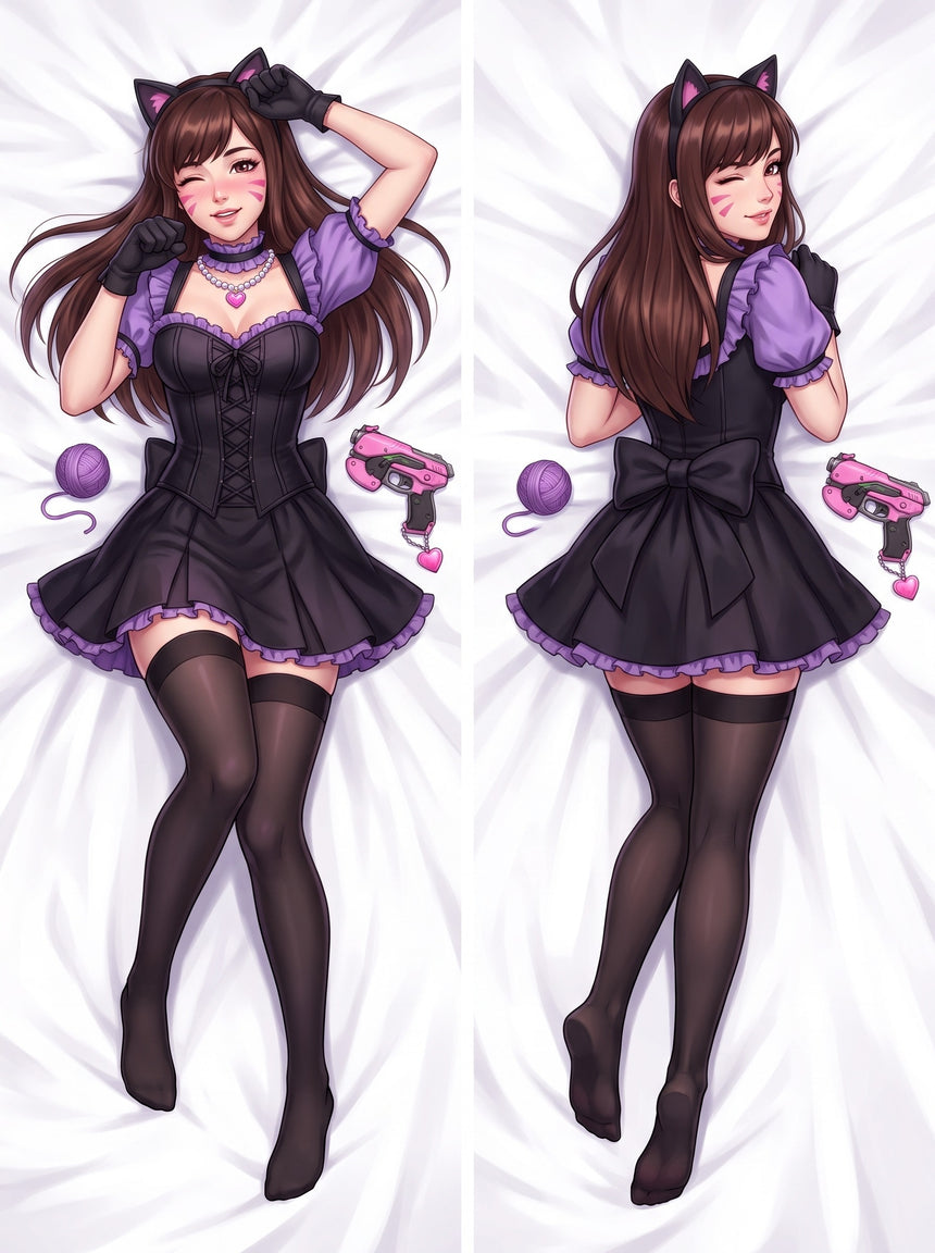 D.Va Black Cat Skin Pin Up Body Pillow