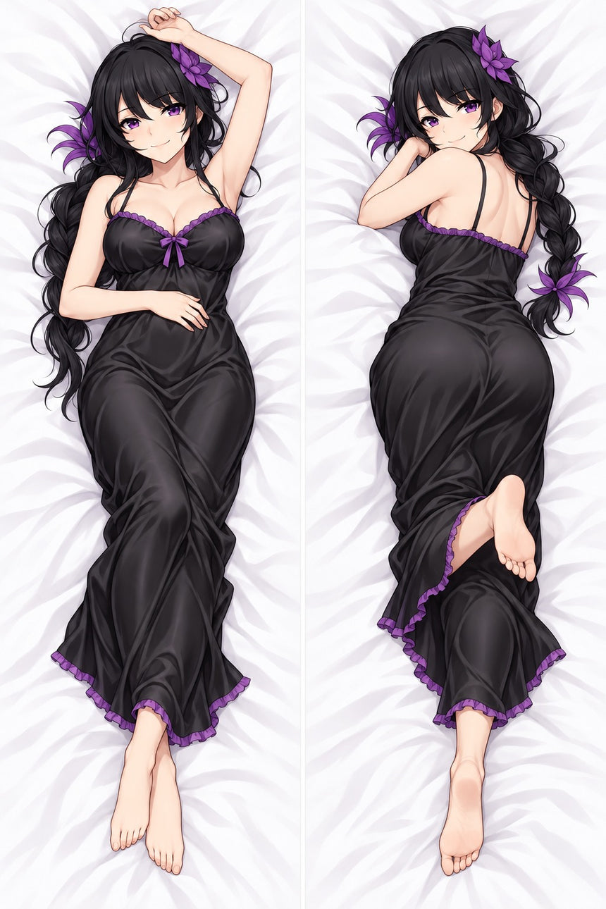 Elsa Granhiert Black Satin Nightgown Body Pillow
