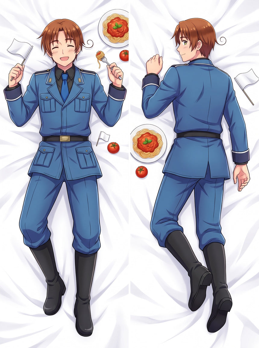 Hetalia Italy Blue Uniform and Pasta Body Pillow