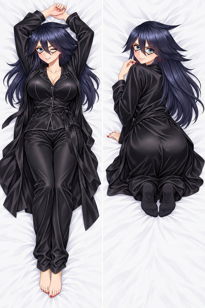Midnight Black Satin Robe Body Pillow