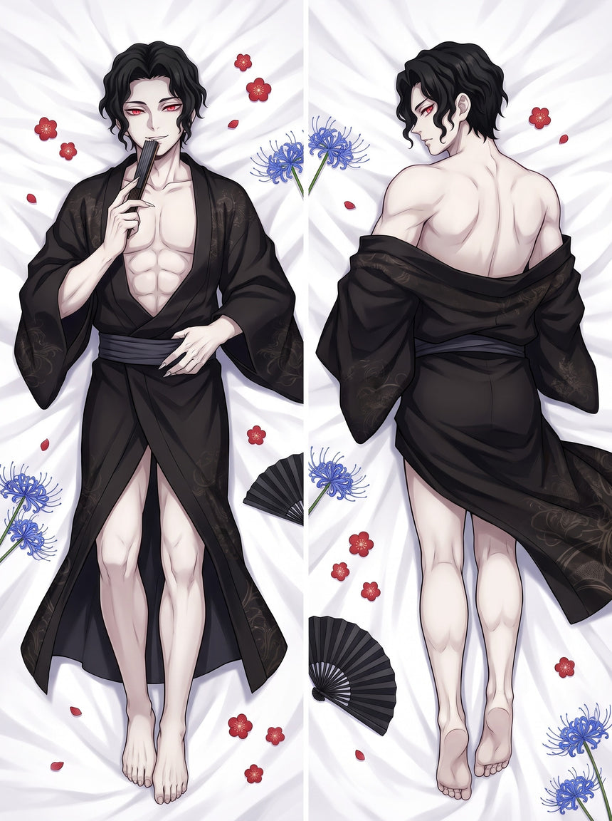 Muzan Loosened Black Kimono Body Pillow