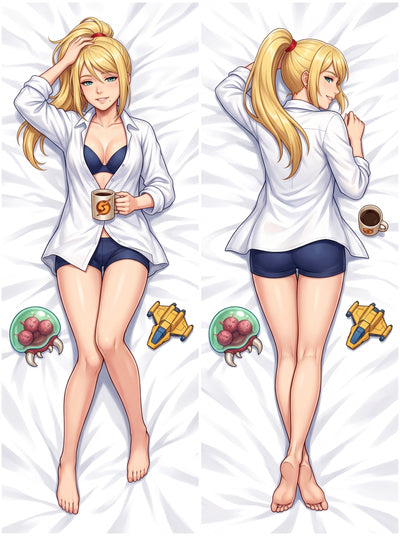 Samus Aran Off Duty Open Shirt Body Pillow