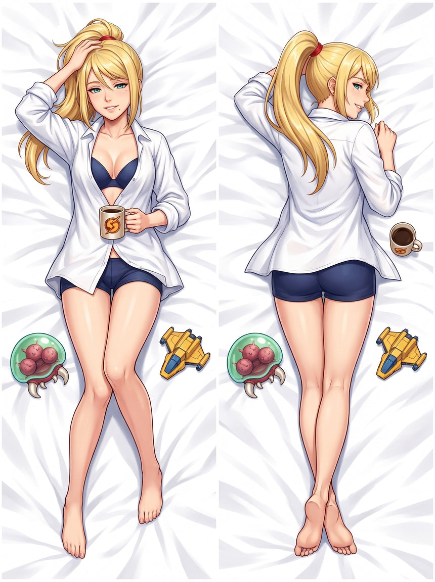 Samus Aran Off Duty Open Shirt Body Pillow
