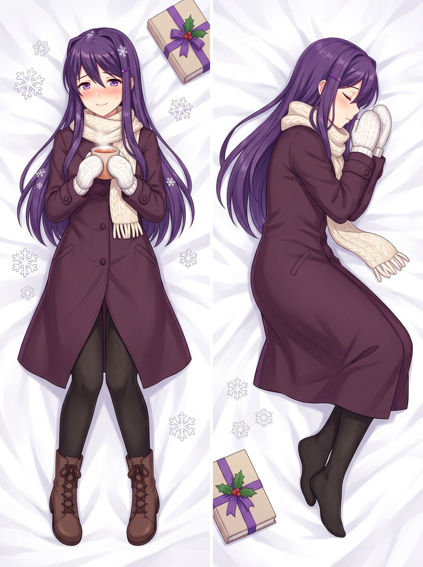 Yuri DDLC Winter Coat and Scarf Body Pillow